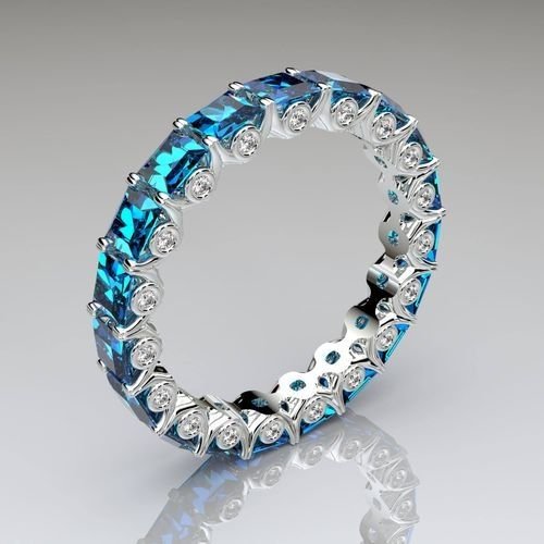 Aquamarine eternity band photorealistic render