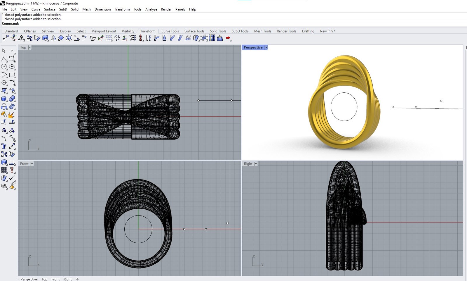Custom CAD ring modelled in Rhino