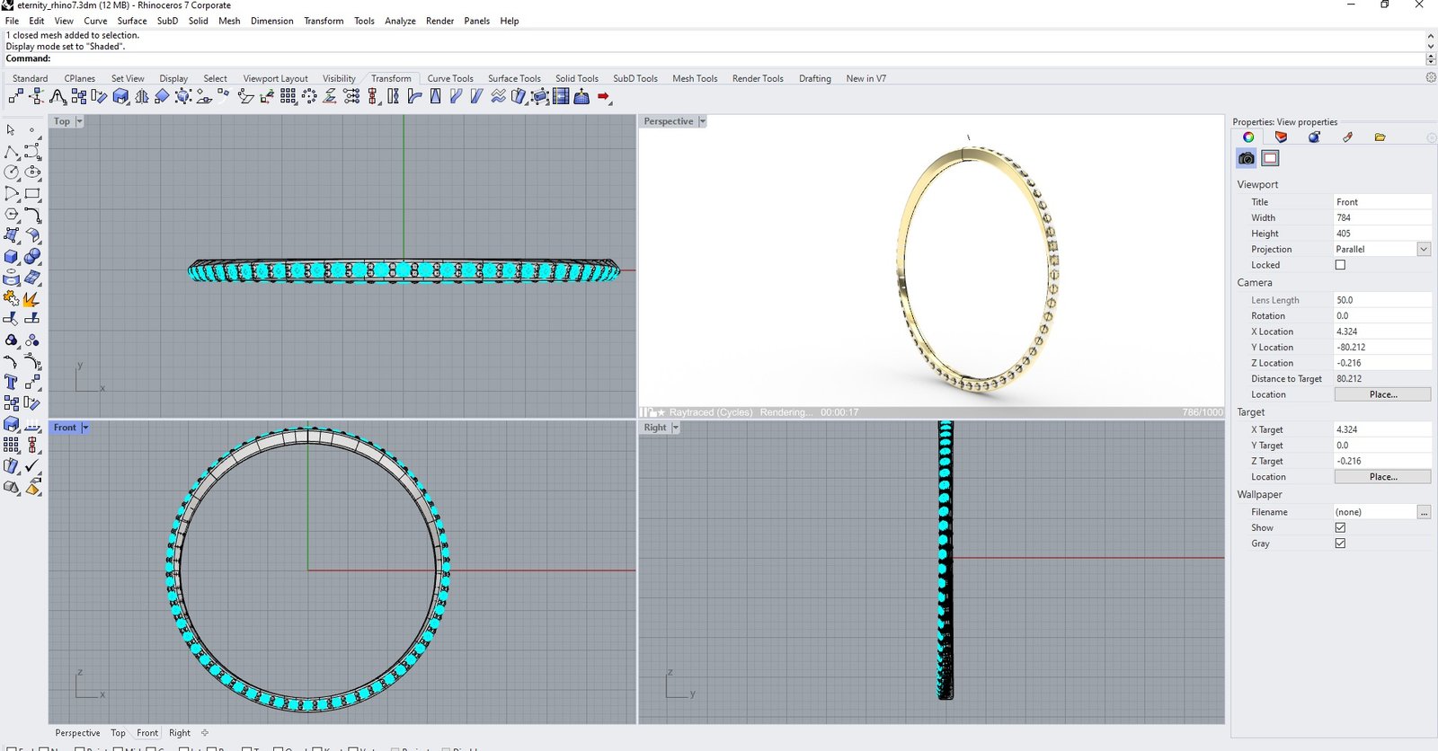 Eternity ring model prepared for file delivery